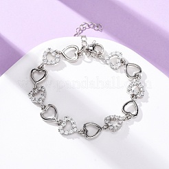 Messing-Gliederarmbänder mit Mikropflaster und klaren Zirkonia für Damen&nbsp;BJEW-D342-03P
