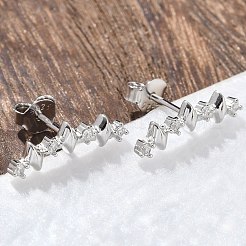 925 orecchini a bottone in argento sterling con zirconi cubici trasparenti&nbsp;EJEW-Q032-01G-P