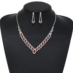 Collane con ciondolo a goccia in lega di strass e orecchini a bottone&nbsp;FS-WG31B3E-02