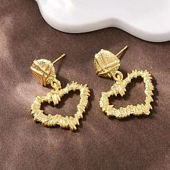 Boucles d'oreilles pendantes en forme de cœur en laiton&nbsp;EJEW-F400-21G