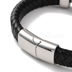Geflochtene Armbänder aus schwarzem PU-Leder für Herren&nbsp;BJEW-K243-18AS