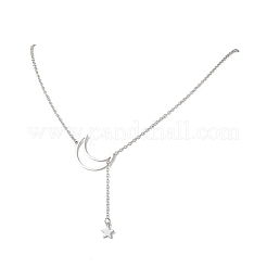 201 Edelstahl Stern-Mond-Anhänger Lariat Messingkabelkette Halsketten&nbsp;NJEW-JN05778
