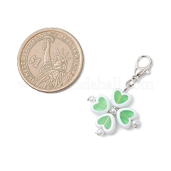 Trèfle en plastique avec pendentifs en imitation perle en plastique ABS&nbsp;HJEW-JM04655