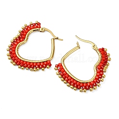 Boucles d'oreilles créoles en verre pour femmes&nbsp;EJEW-MZ00797