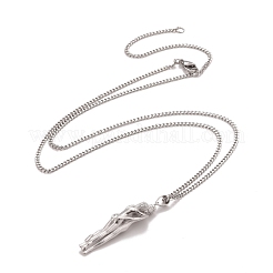 Collana con ciondolo abbraccio umano in ottone con 201 catene in acciaio inossidabile per donna&nbsp;NJEW-I114-01P