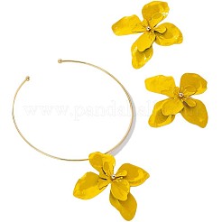 Blumenförmige Ohrstecker und Choker-Sets aus Legierung und Anhänger für Damen&nbsp;WG42A9F-01