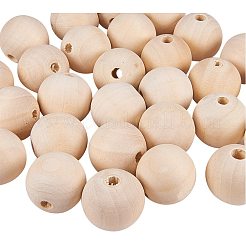 Cuentas redondas de madera sin terminar&nbsp;WOOD-PH0004-25mm-LF