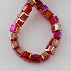 Chapelets de perles en verre électroplaqué&nbsp;X-EGLA-R030-8x8mm-04