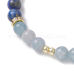 Pulseras elásticas de cuentas redondas de lapislázuli natural&nbsp;BJEW-JB12229-03