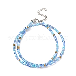 Wickelarmband aus Glassamenperlen mit zwei Schlaufen für Damen&nbsp;BJEW-JB09216