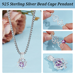 1 pièce 925 pendentifs cage à perles en argent sterling&nbsp;FIND-PH0026-28