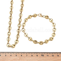 Sets aus Halsketten und Armbändern in Kaffeebohnenform aus Edelstahl 304&nbsp;SJEW-D091-09G