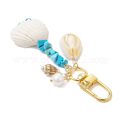 4 pièce 4 styles de perles de turquoise synthétiques et de pendentifs en coquillage&nbsp;HJEW-JM02915
