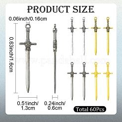 60 pz 4 stili pendenti in lega di stile tibetano&nbsp;FIND-YW0012-79