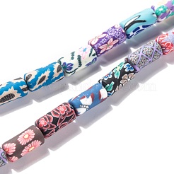 Handgemachte Blume bedruckte Polymer Clay Perlen Stränge&nbsp;CLAY-M003-03