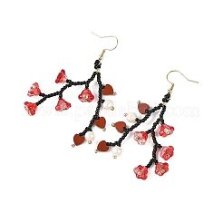 Perle de verre perles dangle boucles d'oreilles&nbsp;EJEW-MZ00770-01