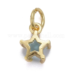 Pendentifs avec zircon cubiques à micro-pavés en laiton&nbsp;KK-P192-10-G02