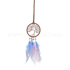 Toile/filet tissé en fer avec des décorations de pendentifs en plumes&nbsp;AJEW-B017-20