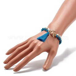 Braccialetto di fascino con nappa in poliestere per ragazze adolescenti&nbsp;X1-BJEW-TA00021-3