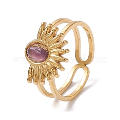 Natürlicher weißer Jade & Amethyst & Lapislazuli & Tigerauge 7 afrikanischer Türkis Fingerring&nbsp;RJEW-JR00767-01