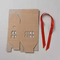 Scatole porta caramelle di carta a forma di casa con finestra&nbsp;CON-WH0095-237A