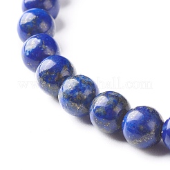 Set di braccialetti elasticizzati con perline rotonde di lapislazzuli naturali (tinti).&nbsp;BJEW-JB06980-03