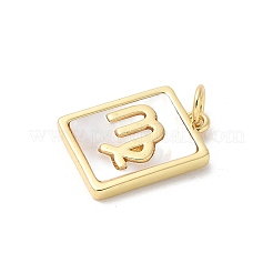 Pendentifs en coquillage blanc naturel pavé de laiton&nbsp;KK-S522-09G-D