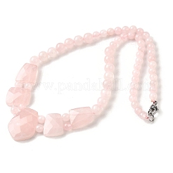 Colliers à perles graduées en quartz rose naturel à facettes pour femmes&nbsp;NJEW-B128-01M