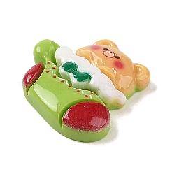 Cabujones decodificados de resina opaca con tema de calcetines navideños de animales&nbsp;RESI-S397-03A