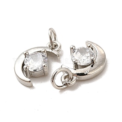 Ciondoli in ottone con placcatura a cremagliera con micro pavé di zirconi chiari&nbsp;KK-E081-11P