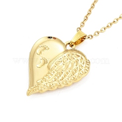 Collane con ciondolo in acciaio inox 304 a forma di cuore con ala&nbsp;NJEW-G083-03A-G