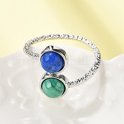 Fingerringe aus natürlichem Malachit und Lapislazuli&nbsp;RJEW-A068-03P-01