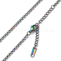 Collier chaîne rolo en acier inoxydable 304 avec placage ionique (IP) pour hommes et femmes&nbsp;NJEW-K245-022D