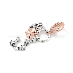 Pendenti in ottone con perline europee in zirconia cubica&nbsp;LS-KK-Q015-01F