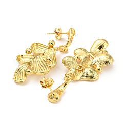 Boucles d'oreilles pendantes en laiton plaqué en forme de feuille&nbsp;EJEW-K263-06G