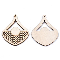 Grands pendentifs en bois naturel non teint&nbsp;WOOD-N007-012