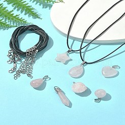 DIY-Sets zur Herstellung natürlicher Rosenquarzanhänger und gewachster Kordelketten&nbsp;DIY-FS0008-74
