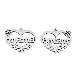 Pendentifs en acier inoxydable 201 anti-ternissement pour la fête des mères&nbsp;STAS-S081-080