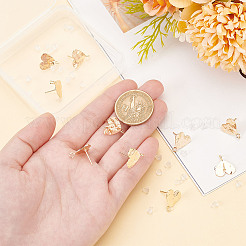 10 pezzo di orecchini a bottone in ottone a forma di cuore&nbsp;KK-AR0004-02