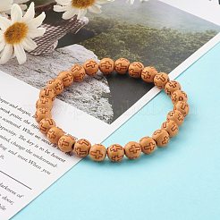 Bracelets de perles extensibles en acrylique imitation bois&nbsp;BJEW-JB06232
