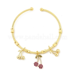 Brazaletes con dijes de fruta de circonita cúbica micro pavé de latón para mujer&nbsp;BJEW-Z089-01G-02