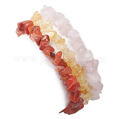 3 pz 3 stili di braccialetti elastici in quarzo rosa naturale e citrino e agata rossa&nbsp;BJEW-JB11076-03