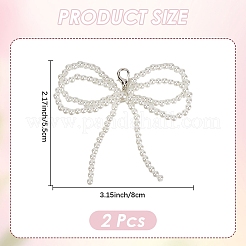 Adornos para zapatos con lazo de perlas de imitación de plástico&nbsp;DIY-WH20002-152A