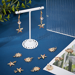 12 pendentif en laiton de style 2 micro pavés en zircone cubique colorée&nbsp;KK-DC0001-75