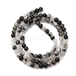 Natürliche turmalinierte Quarz / schwarze Rutilquarz Perlen Stränge&nbsp;G-K305-21-C-01