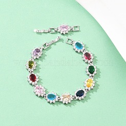 Bracciali da tennis in ottone color platino con micro pavé di zirconi cubici&nbsp;BJEW-B160-15P