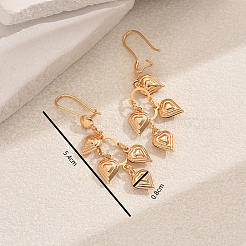 Eleganti orecchini a cerchio con nappe a forma di cuore in ottone&nbsp;MS0806