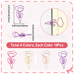 60 pz 4 colori fermagli per carta a forma di fiore in ferro&nbsp;AJEW-SP0003-04