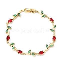Messing-Gliederkettenarmbänder mit Mikropflaster und Zirkonia für Damen&nbsp;BJEW-K292-01G