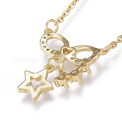 Colliers à pendentif en zircone cubique transparent micro pavé en laiton&nbsp;NJEW-R256-03